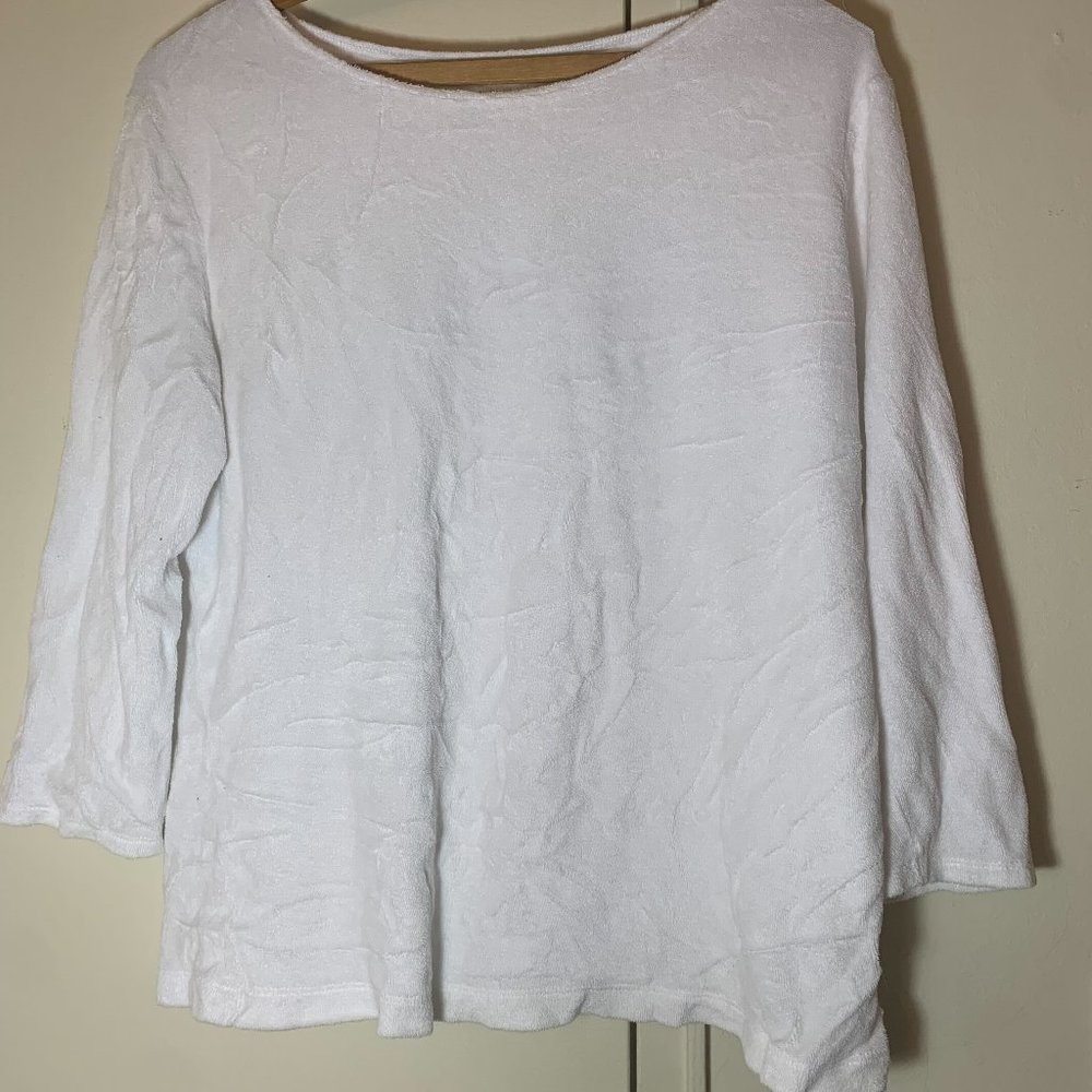 Zara Home White Terrycloth Blouse Spa Top - sz S/M